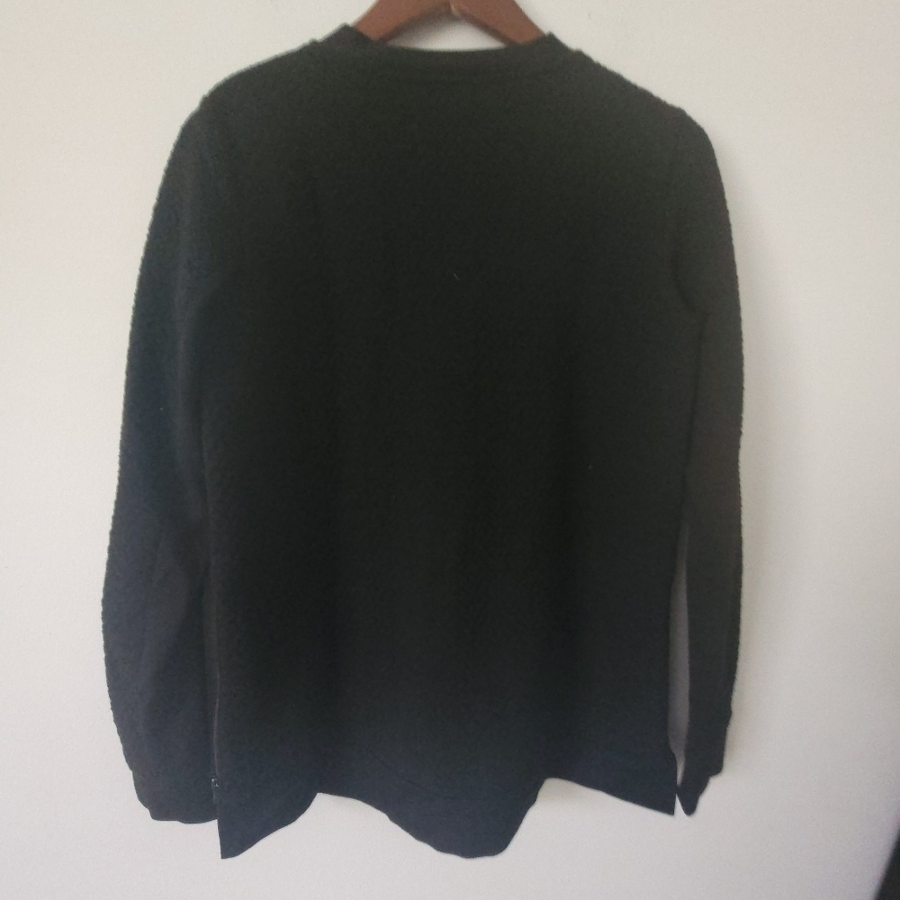 Theory Black Textured V-neck Side Zip Sweater Size Small - Picture 9 of 10